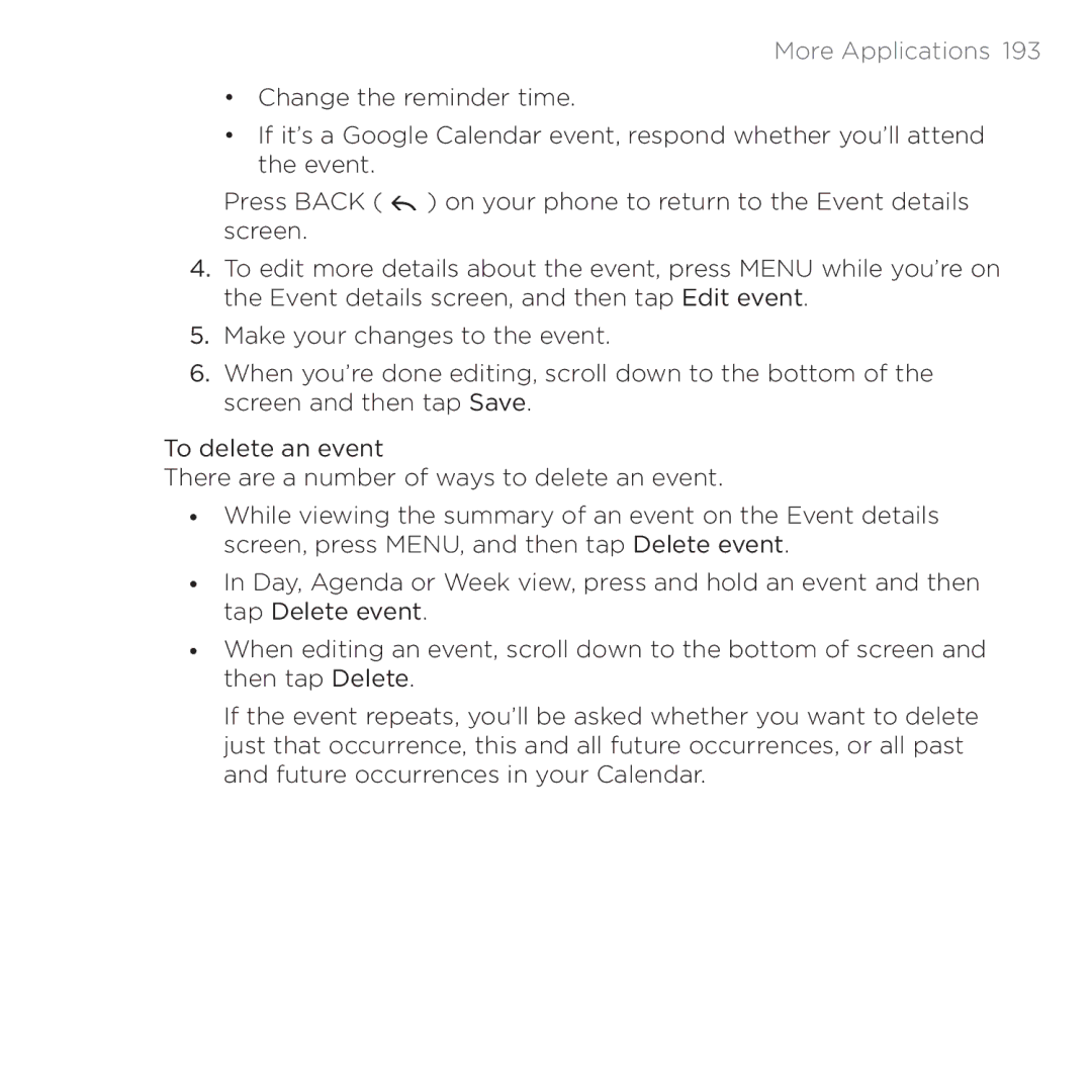 HTC 200 manual More Applications  